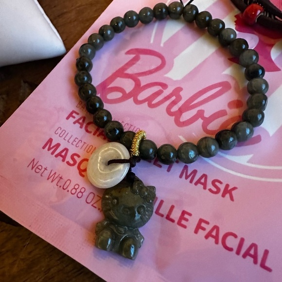 Hello Kitty Bracelets (2) and Bag, Barbie face mask and kitty furry sleep mask - Picture 2 of 3